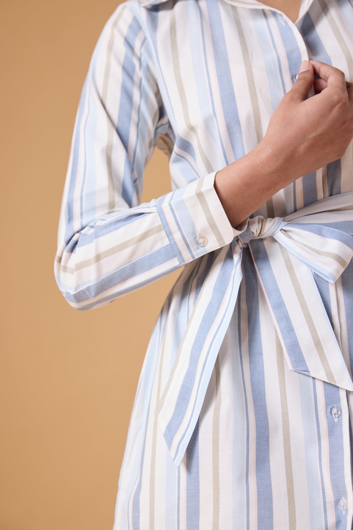 Studio Shirt Dress - Powder Blue Stripes