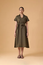 Quiet Structure Dress - Forest Olive