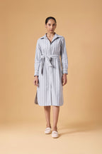 Studio Shirt Dress - Office Grey Stripes