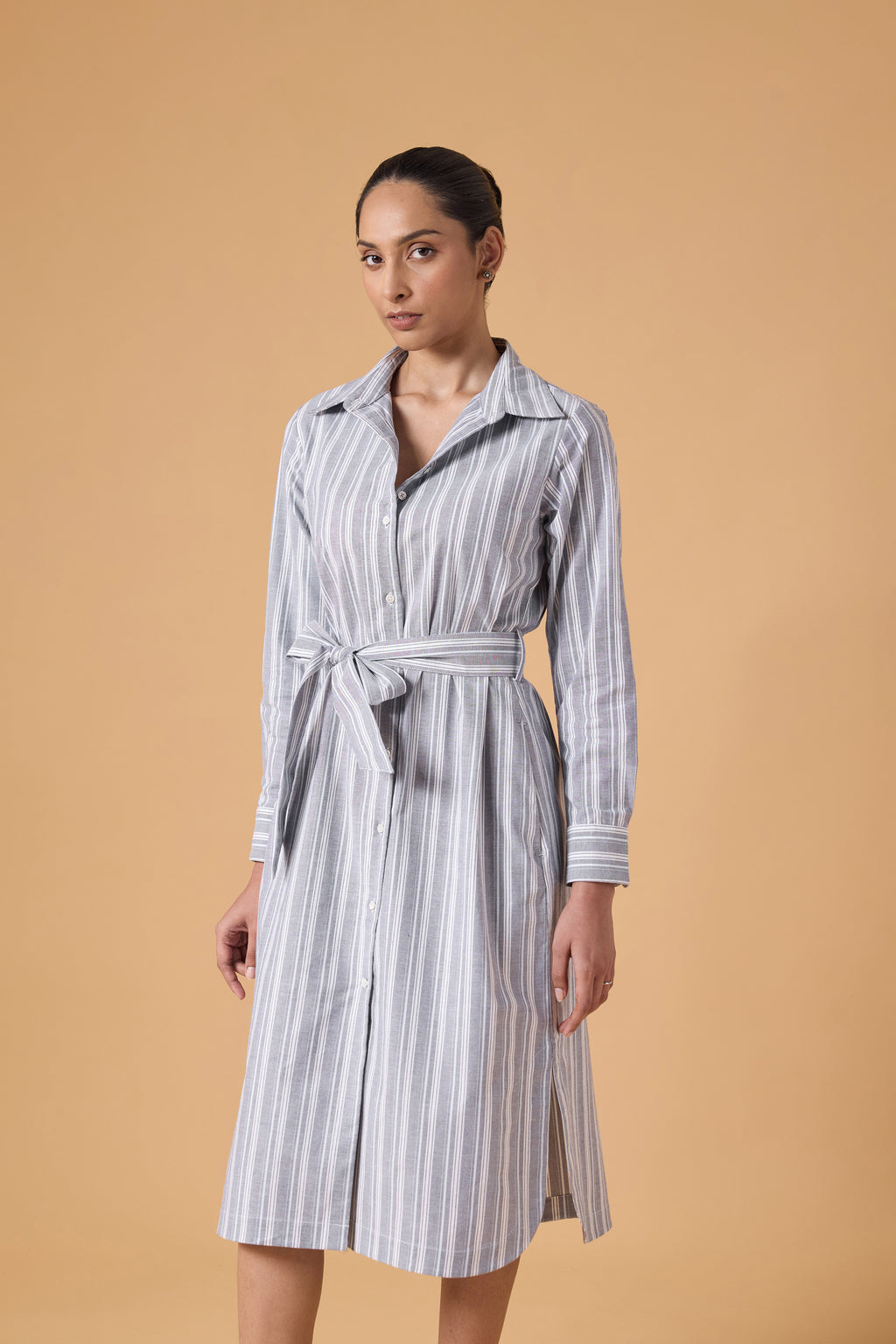 Studio Shirt Dress - Office Grey Stripes