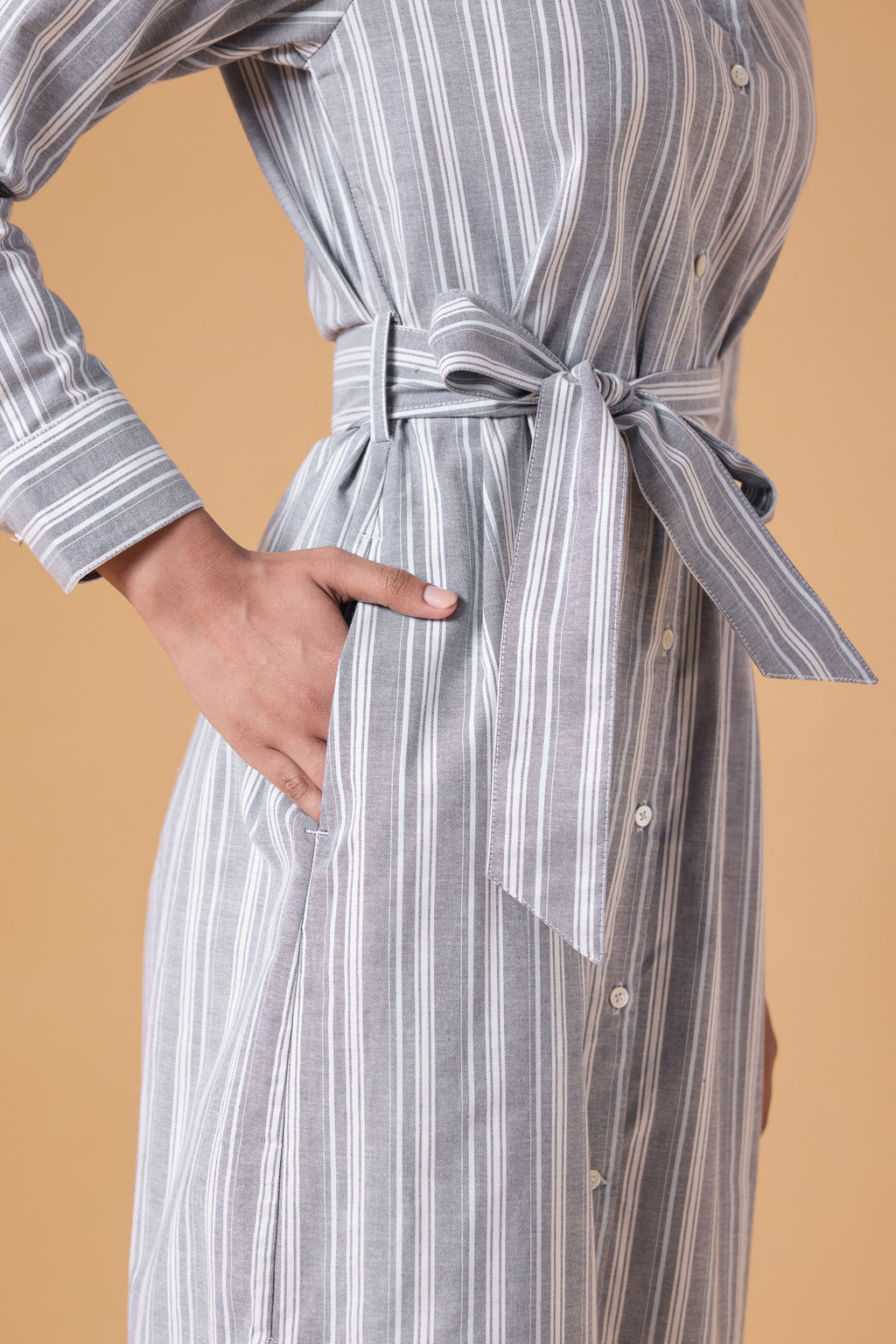Studio Shirt Dress - Office Grey Stripes