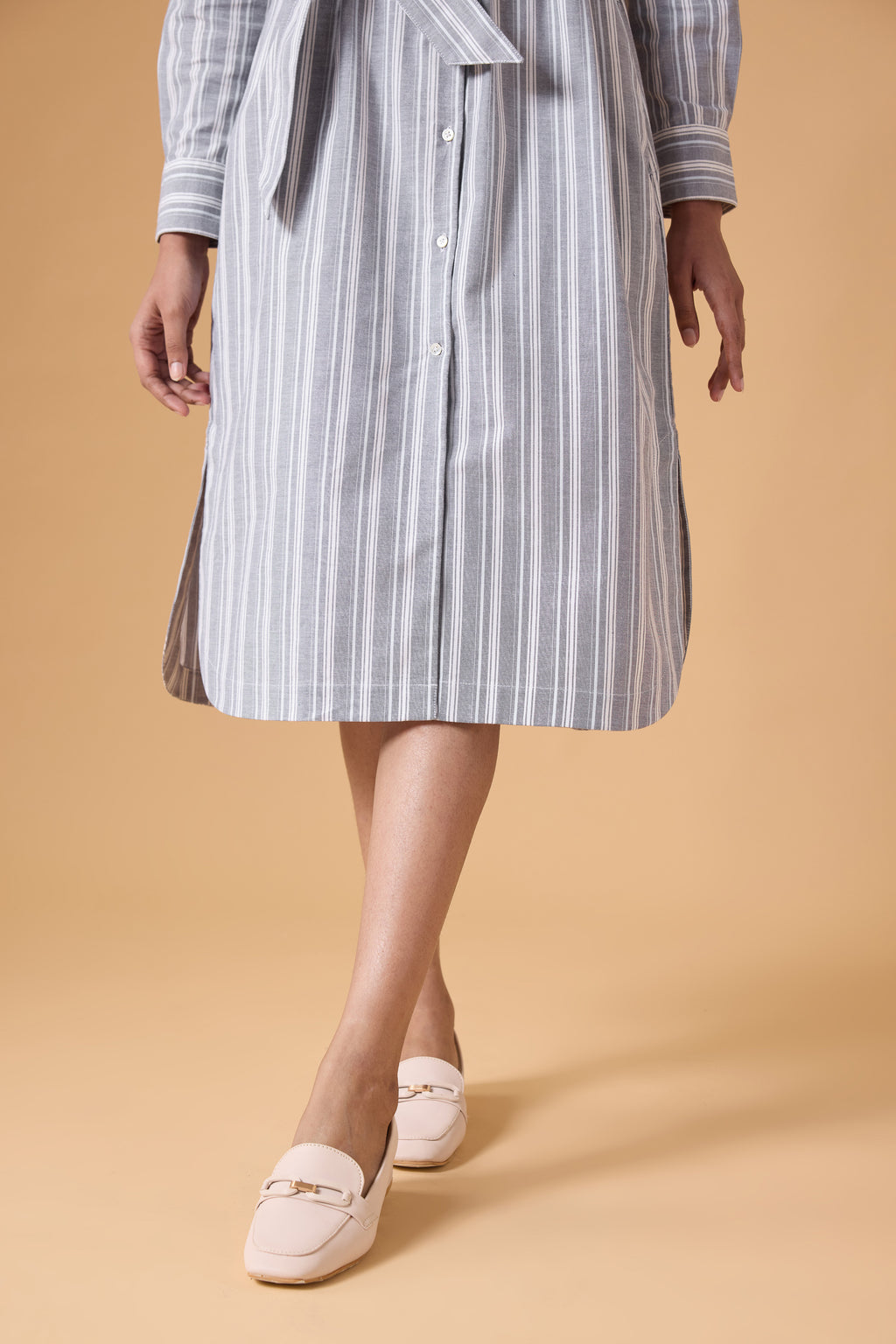 Studio Shirt Dress - Office Grey Stripes