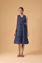 Quiet Motion Dress - Indigo Ikkat