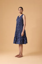 Quiet Motion Dress - Indigo Ikkat