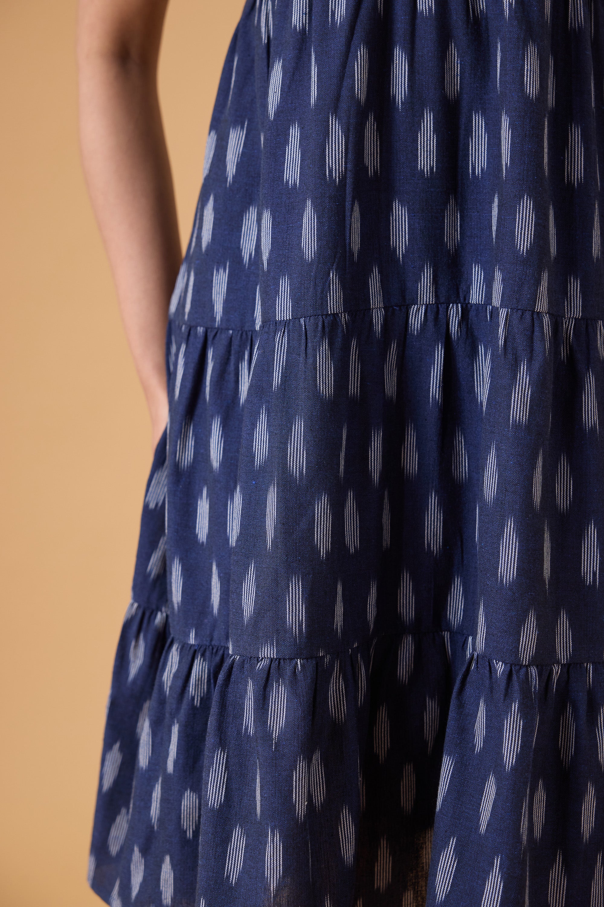 Quiet Motion Dress - Indigo Ikkat