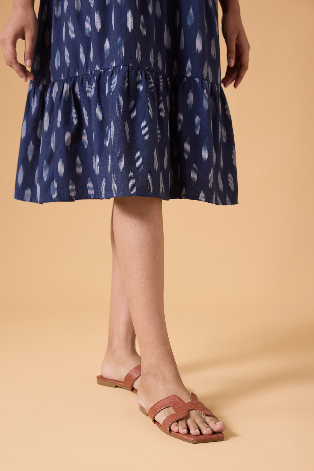 Quiet Motion Dress - Indigo Ikkat