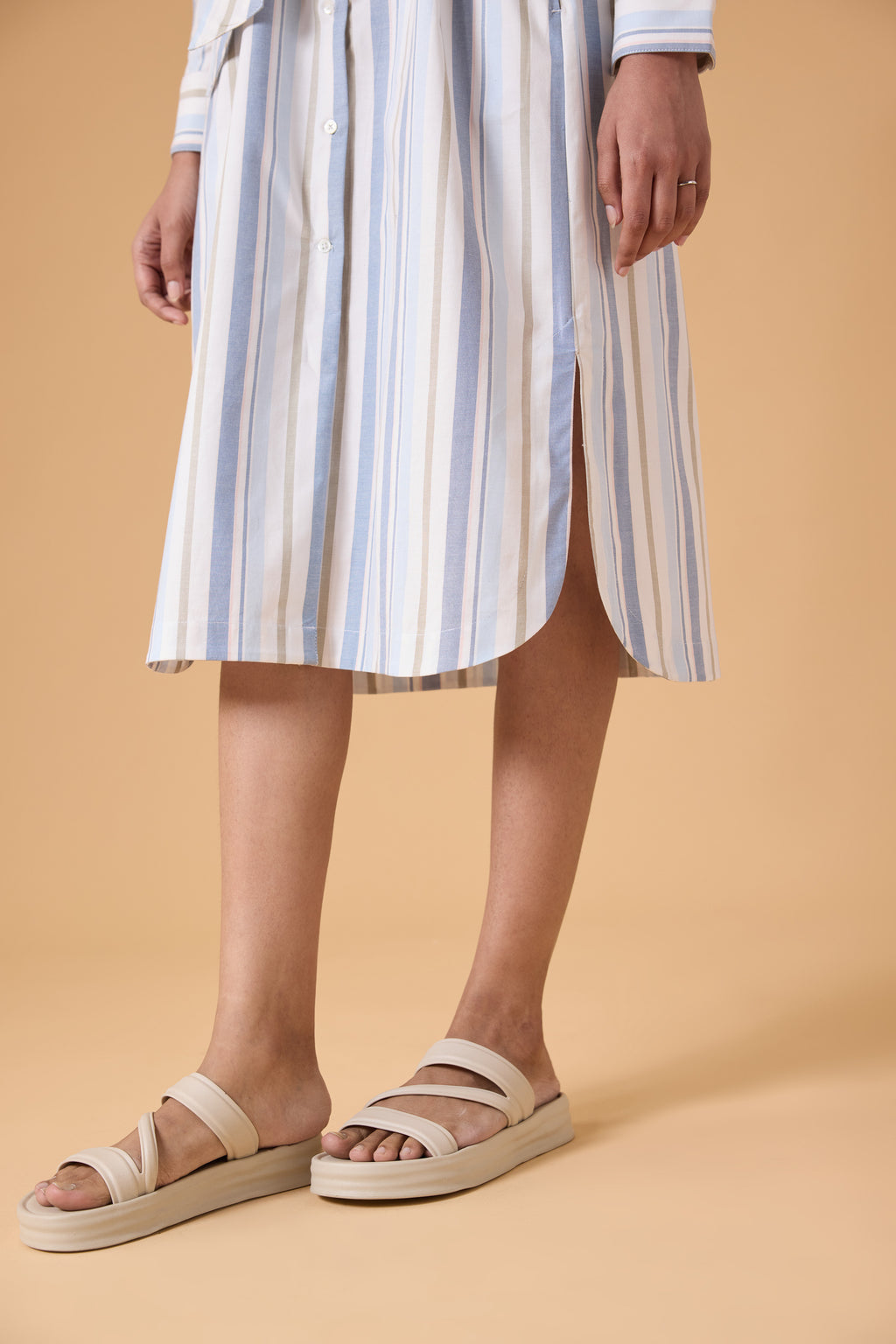 Studio Shirt Dress - Powder Blue Stripes