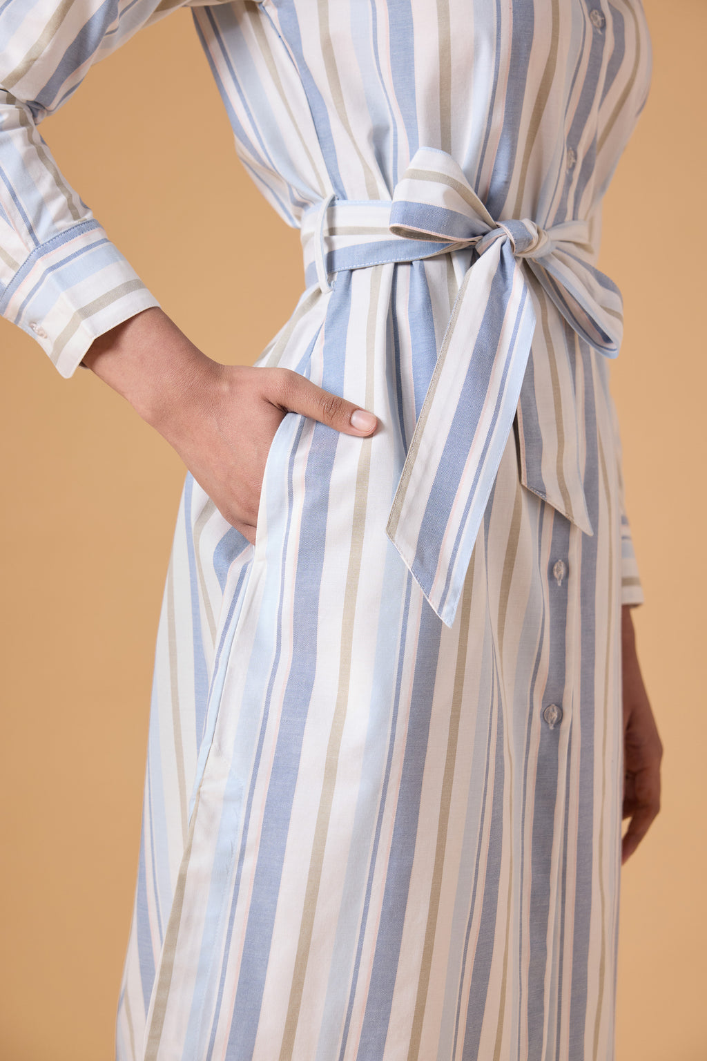Studio Shirt Dress - Powder Blue Stripes