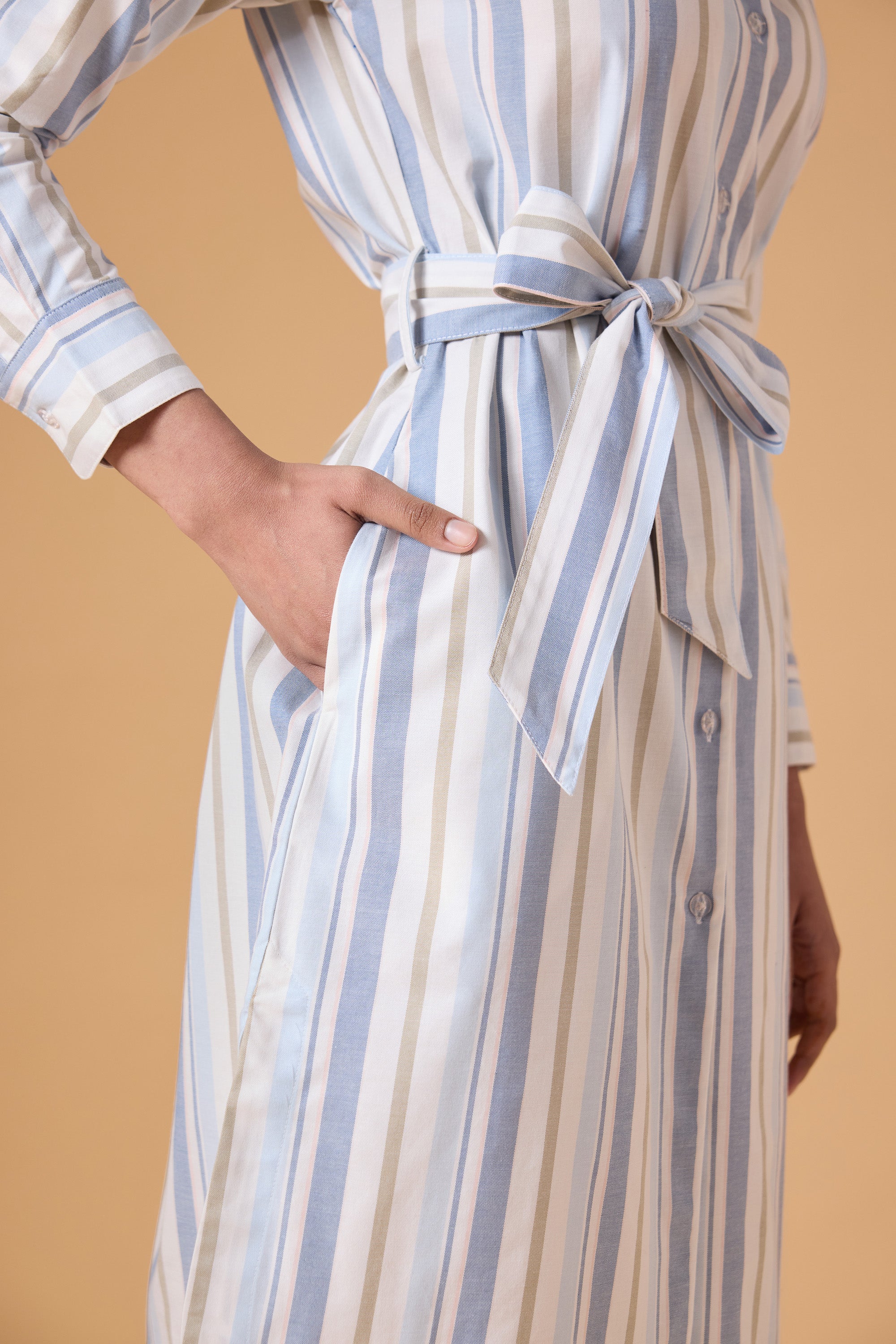 Studio Shirt Dress - Powder Blue Stripes